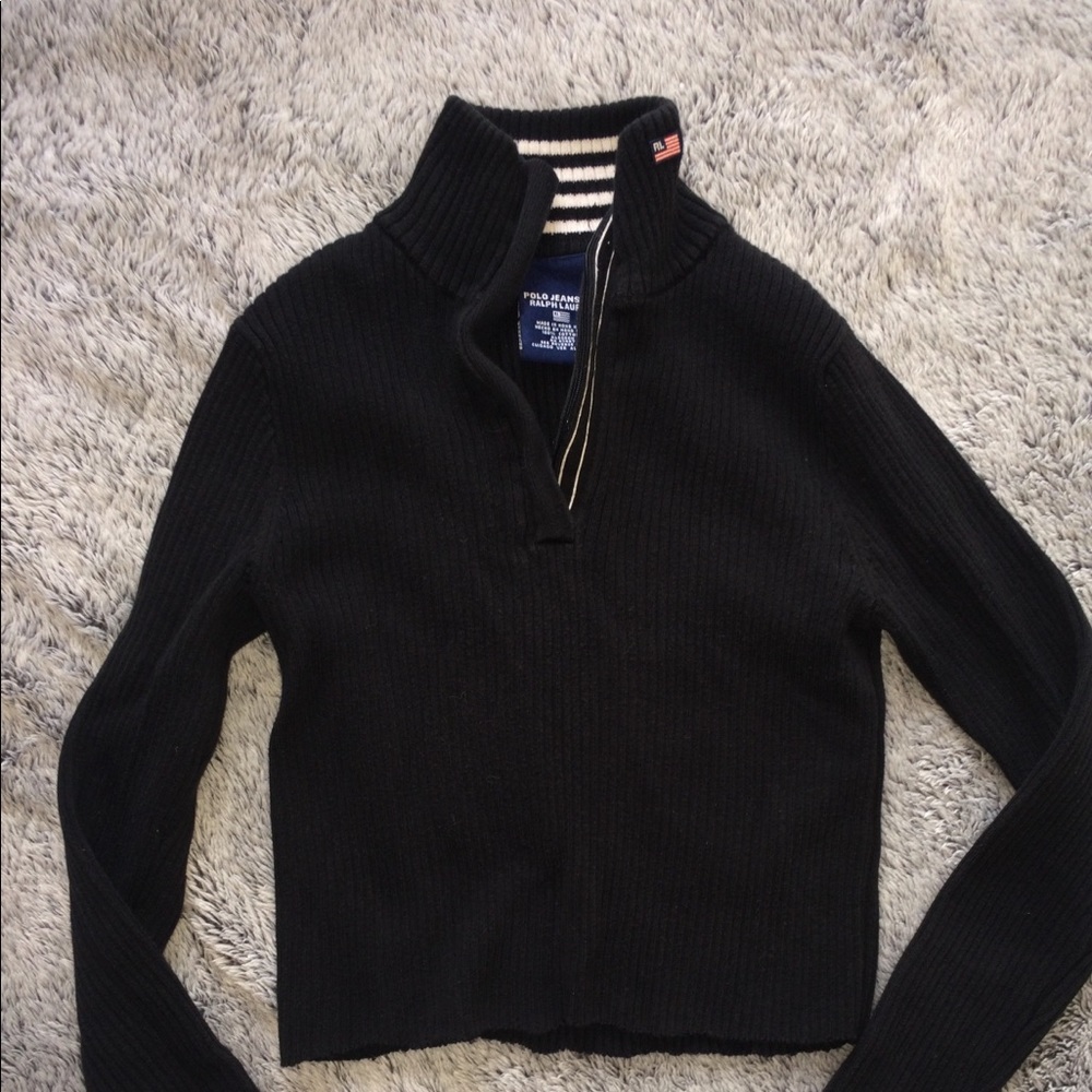 Polo Ralph Lauren ribbed black long sleeve top
